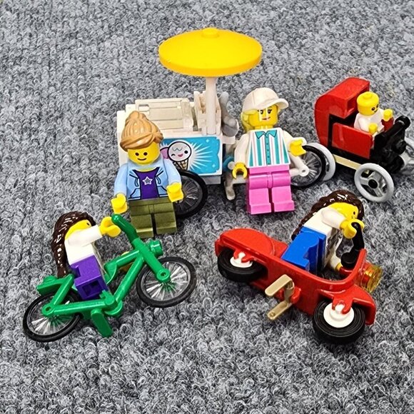 Lot of Lego Minifigures Scooter Stroller Ice Cream People Pack Fun Fair Bike - Picture 1 of 6